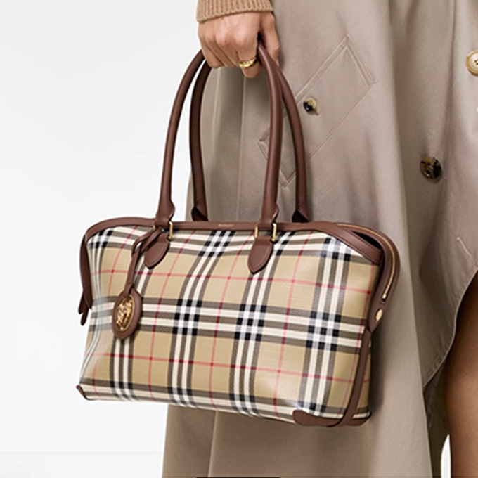 burberry vintage check zip small tote bag